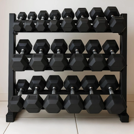 Étagère à haltères - 3 étagères | Salle de sport à domicile - Voir l’équipement d’haltères