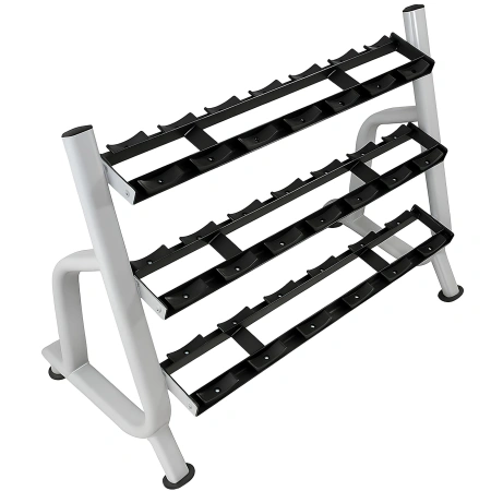 Dumbbell Rack with 3 Shelves - Professional | Gym - Side View Equipment