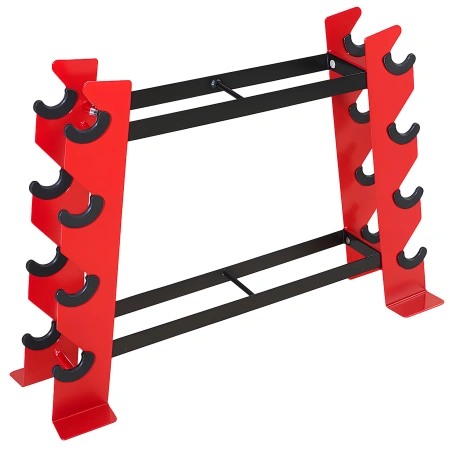 Multifunction Dumbbell Holder with 2 Shelves | Space Saver - Side View