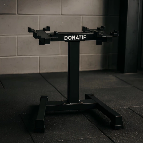 Soporte para mancuernas ajustables | Ahorro de espacio - Vista al gimnasio