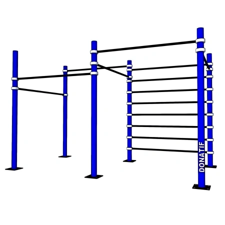 Rack de gymnastique suédoise à double cage avec espaliers C18 - D100 - Vue d’ensemble