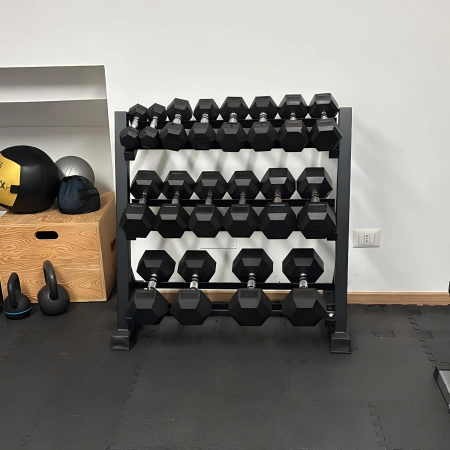 Rubberized Hexagonal Dumbbell Kit from 2.5 to 60 Kg - Tot 1500 Kg - Use