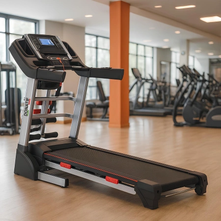 Tapis de course basculant avec écran bleu - TR120 | Salle de sport à domicile - Vue sur la salle complète