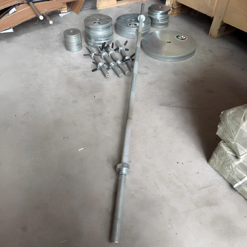 Kit de barre, haltères et 135 kg de plaques de poids | Seconde main - Vue de dessus