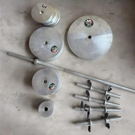 Kit de barre, haltères et 135 kg de plaques de poids | Seconde main - Vue totale