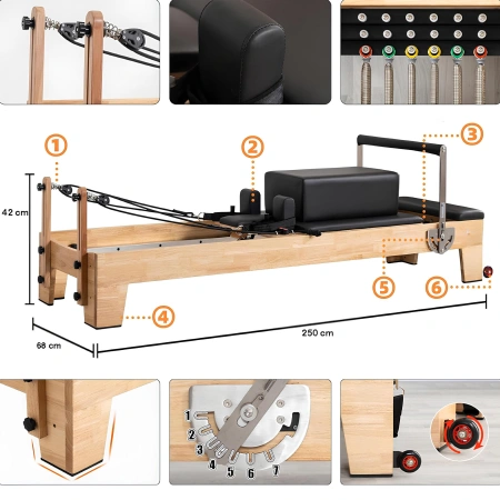Pilates Reformer con Slitta Centrale - PM7 | Professionale - Visuale Componenti