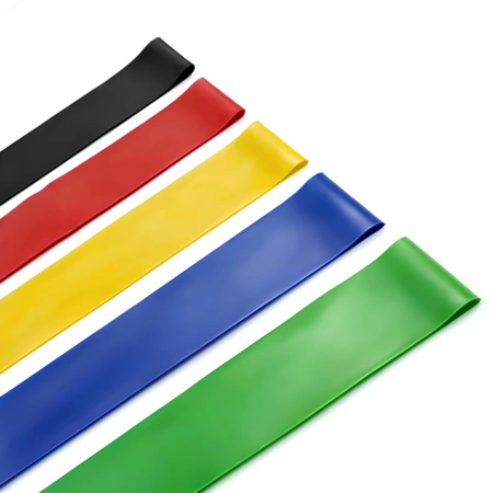 Set aus 5 Fitness-Gummibändern – Variabler Widerstand | Fitnessstudio – Nahaufnahme Gummibänder