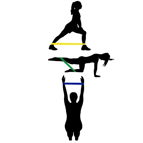 Set aus 5 Fitness-Gummibändern – Variabler Widerstand | Fitnessstudio – Visuelle Bewegung