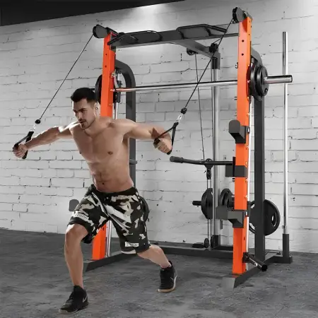 Zahnstange mit gekreuzten Kabeln - Multipower - Latmaschine - Umlenkrolle | Gym - Visueller Übungsriemen