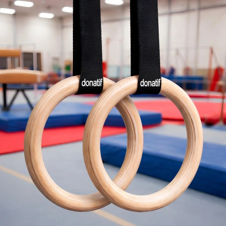 Anillos de gimnasia de madera - Ajustables | Profesional - Uso