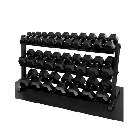 Kit Manubri Esagonali Gommati da 2,5 a 50 Kg - Tot 681 kg | Rastrelliera Porta Manubri Inclusa