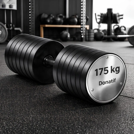 Haltère hexagonal caoutchouté 175 kg - Professionnel