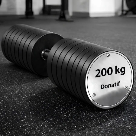 Haltère hexagonal caoutchouté 200 kg - Professionnel