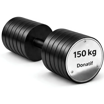 Haltère hexagonal caoutchouté 150 kg - Professionnel