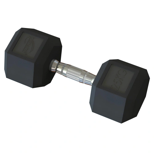 Manubrio Esagonale Gommato da 25 Kg - Professionale - Visuale Laterale