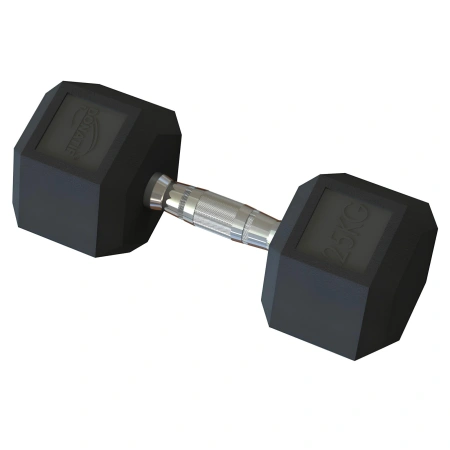 Manubrio Esagonale Gommato da 25 Kg - Professionale - Visuale Laterale