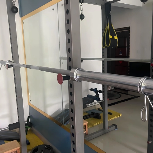 Olympic Barbell 220 cm - 50 mm - BNC | Max Load 350 Kg - Full View of the Barbell on Rack