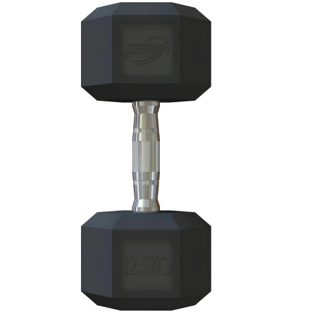 Rubberized Hexagonal Dumbbell Kit from 2.5 to 60 Kg - Tot 1500 Kg - Rubberized Handlebar View