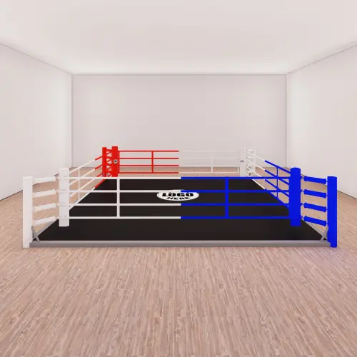 Ring de boxe - Boxe au sol avec logo du client - Pleine vue dans la salle