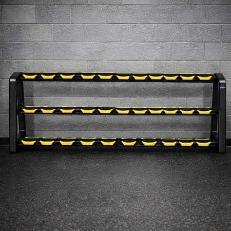 Soporte para mancuernas de 3 estantes - PMO20 | 16 Pares - Ver Uso