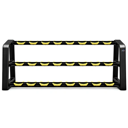 Kit Sechseckige Gummi-Hanteln von 2,5 bis 30 Kg - Tot 390 Kg - Rack