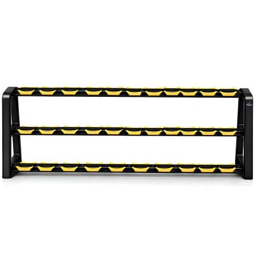 Kit Sechseckige Gummi-Hanteln von 2,5 bis 40 Kg - Tot 680 Kg - Rack