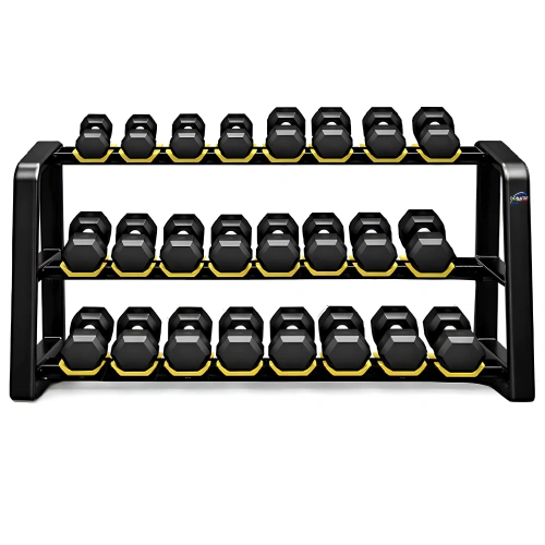 Rubberized Hexagonal Dumbbell Kit 2.5 to 30 Kg - Tot 390 Kg - Full View
