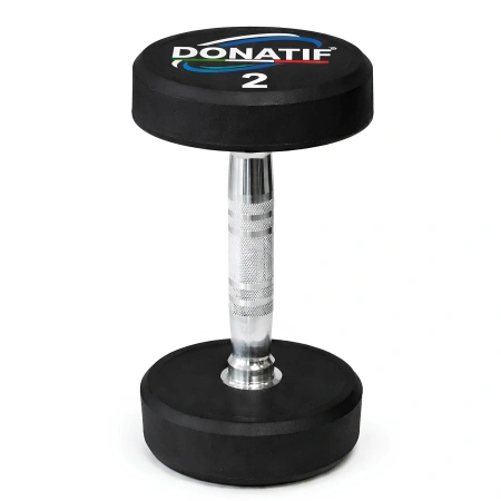 2 Kg Round Rubberized Dumbbell - Professional - Front View