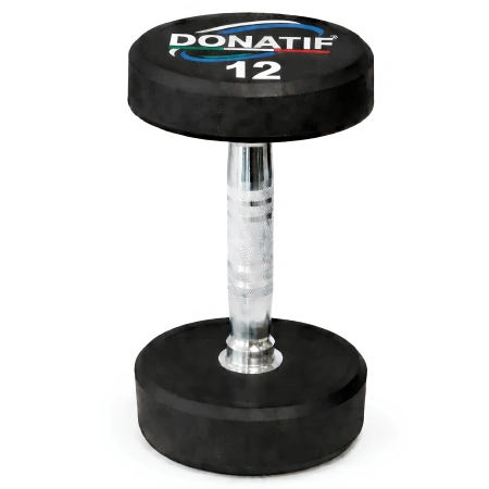 12 Kg Round Rubberized Dumbbell - Professional - Front View