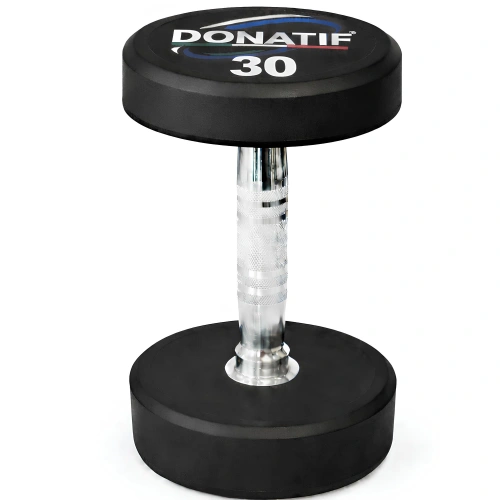 30 Kg Round Rubberized Dumbbell - Professional - Front View