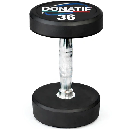 36 Kg Round Rubberized Dumbbell - Professional - Front View
