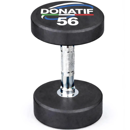 56 Kg Round Rubberized Dumbbell - Professional - Front View