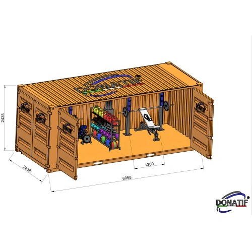 Contenedor Gimnasio 20FT - Estructura MADE IN ITALY | CG5 - Medidas