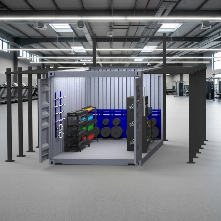 Container Gym 20FT with Rack - Open Space | CG15 - Front View