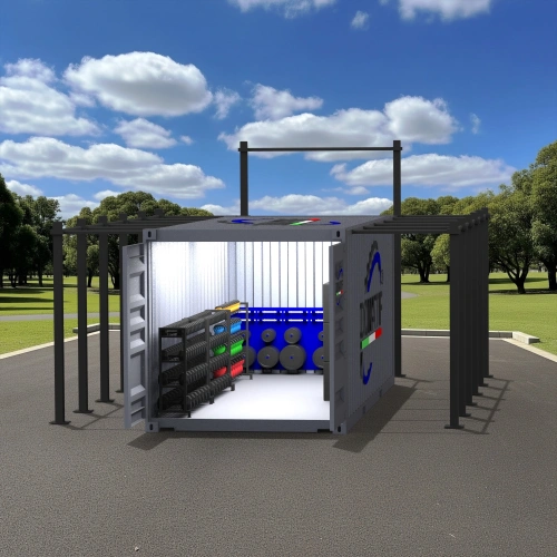 Contenedor Gimnasio 20FT con Rack Perimetral | CG20 - Vista Exterior