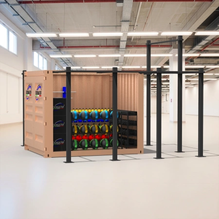 Container Gym 10FT - Inklusive offenem Rahmen und Gestell | CG30 - Hintergrund