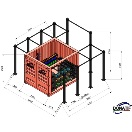 Container Gym 10FT - Marco abierto y estante incluido | CG30 - Medidas