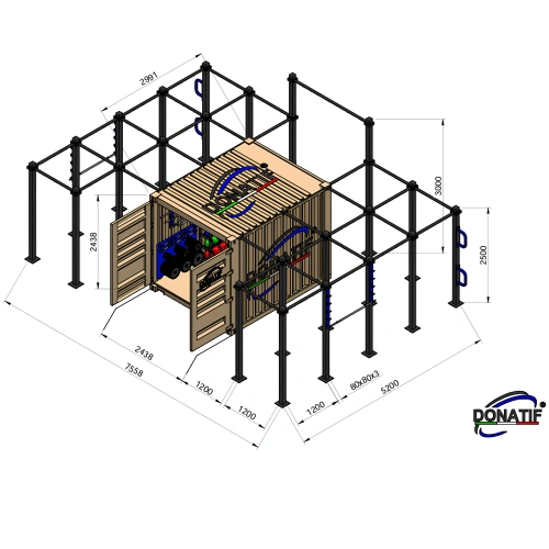 Container Gym 10FT - Rack Extra-Large | CG40 - Visuelle Messungen