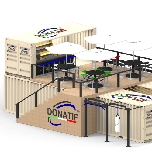 Container Gym 40FT avec Spot-Bar - Personnalisable | CG65 - Vue d'ensemble