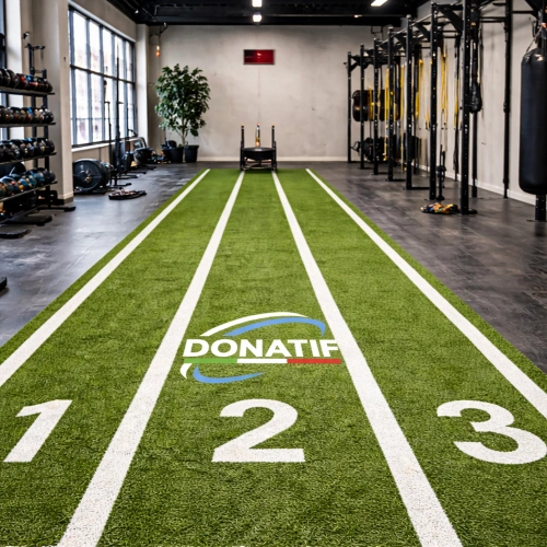 Kunstrasen mit nummerierten Bahnen - ESL10 | Professional - Zuschauersaal