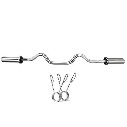 Barre olympique Super Curl 120 cm - 50 mm | à ressorts - Butée pour disques