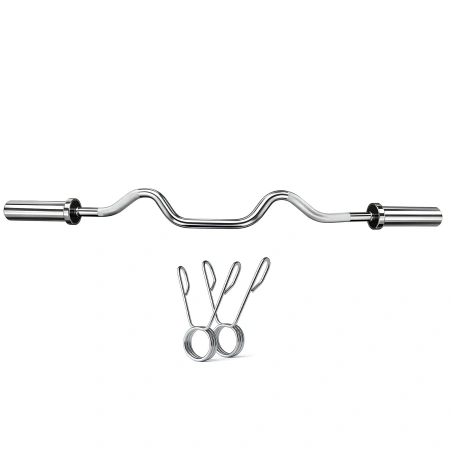 Barre olympique Super Curl 120 cm - 50 mm | à ressorts - Butée pour disques