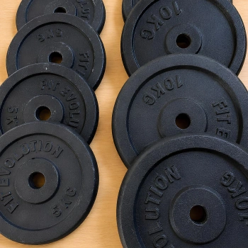 5- and 10-kg Cast Iron Discs - 25 mm Hole | Used - Full Product View 2