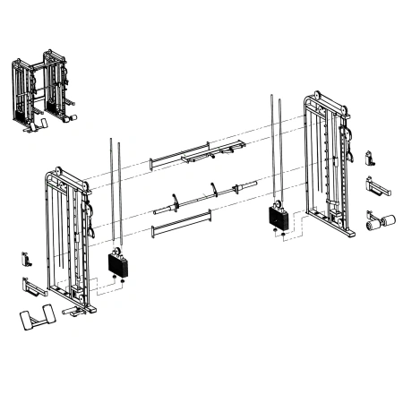 Power Rack mit Gusseisenplatten - MR70 | Höhe 227 cm - Technisches Montagediagramm