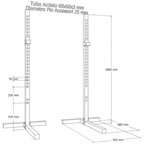 Support de squat - Professionnel | Ajustable - Personnalisable - Taille visuelle
