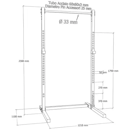 Demi-rack - Personnalisable | Barre de traction réglable - Visale Dimensions