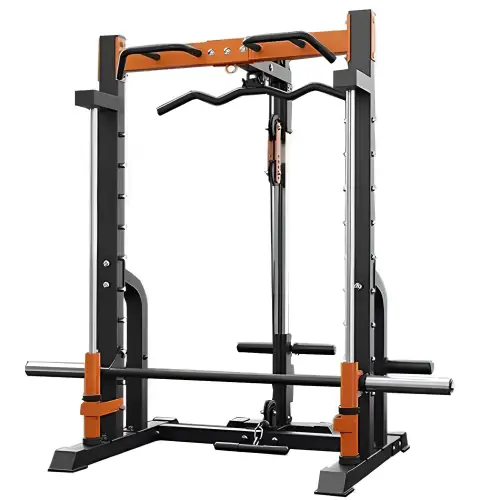 Smith Machine with Lat Machine and Low Pulley - Space Saving - Adjustable - Full View Structure