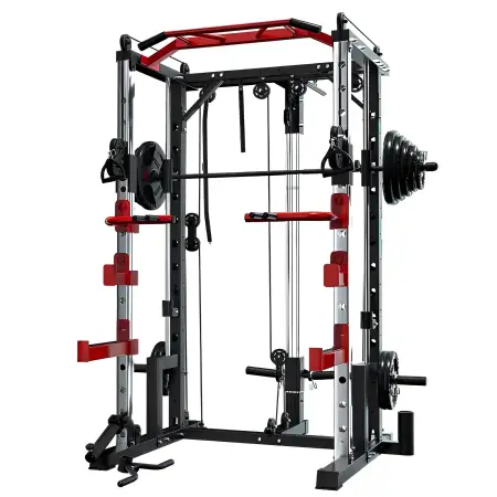 Rack de potencia multifunción | Rack de sentadillas - Multipower - Vista de ejercicios y estructura de accesorios