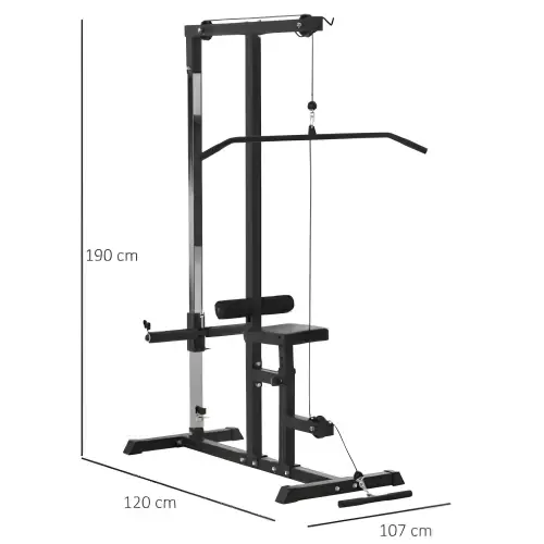 Lat Machine con Pulley Basso | Pulldown | Caricamento Dischi - Visuale Dimensioni Attrezzo