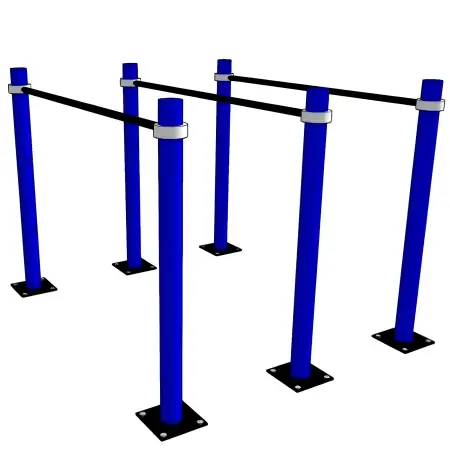 Parallele Calisthenics Triple - D100 | Regolabili | Ancoraggio Terra - Visuale Laterale Parallele